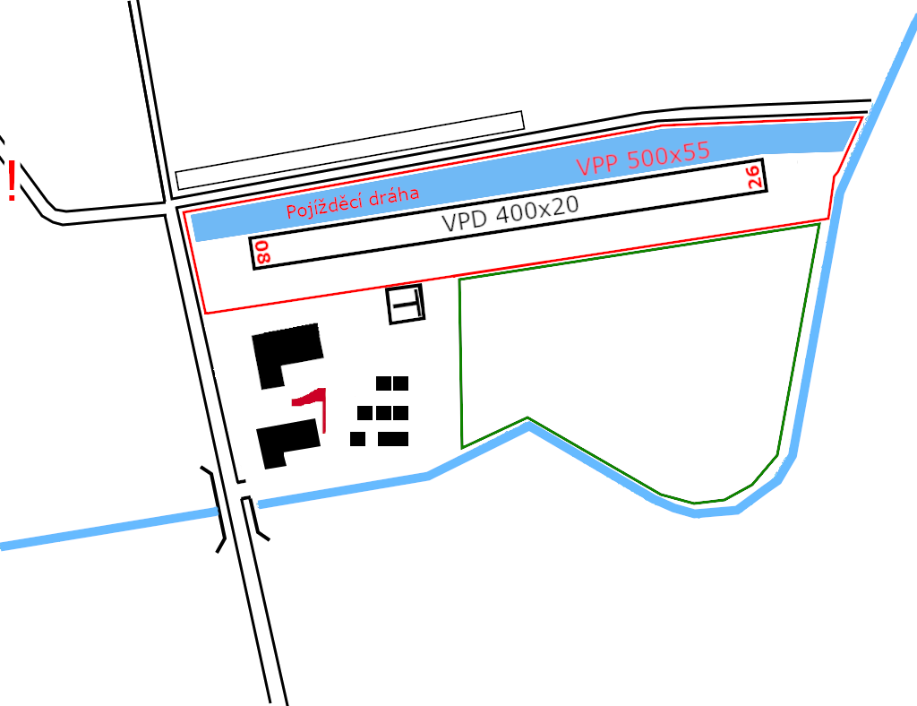 Mapa prostoru letiště LKCHAR.